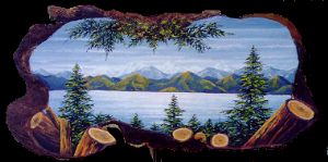 Painting on cedar burl